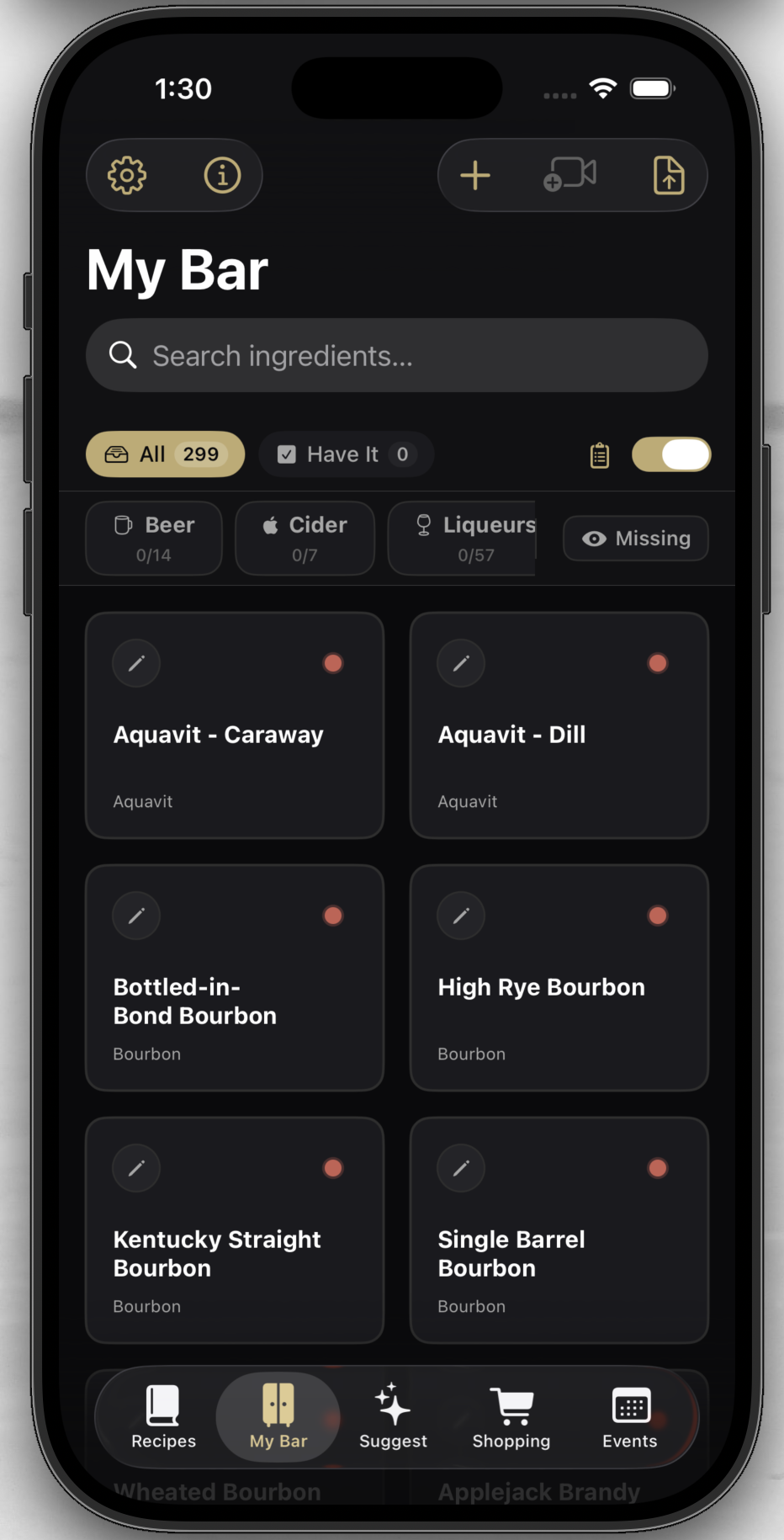 Bar Management Screenshot