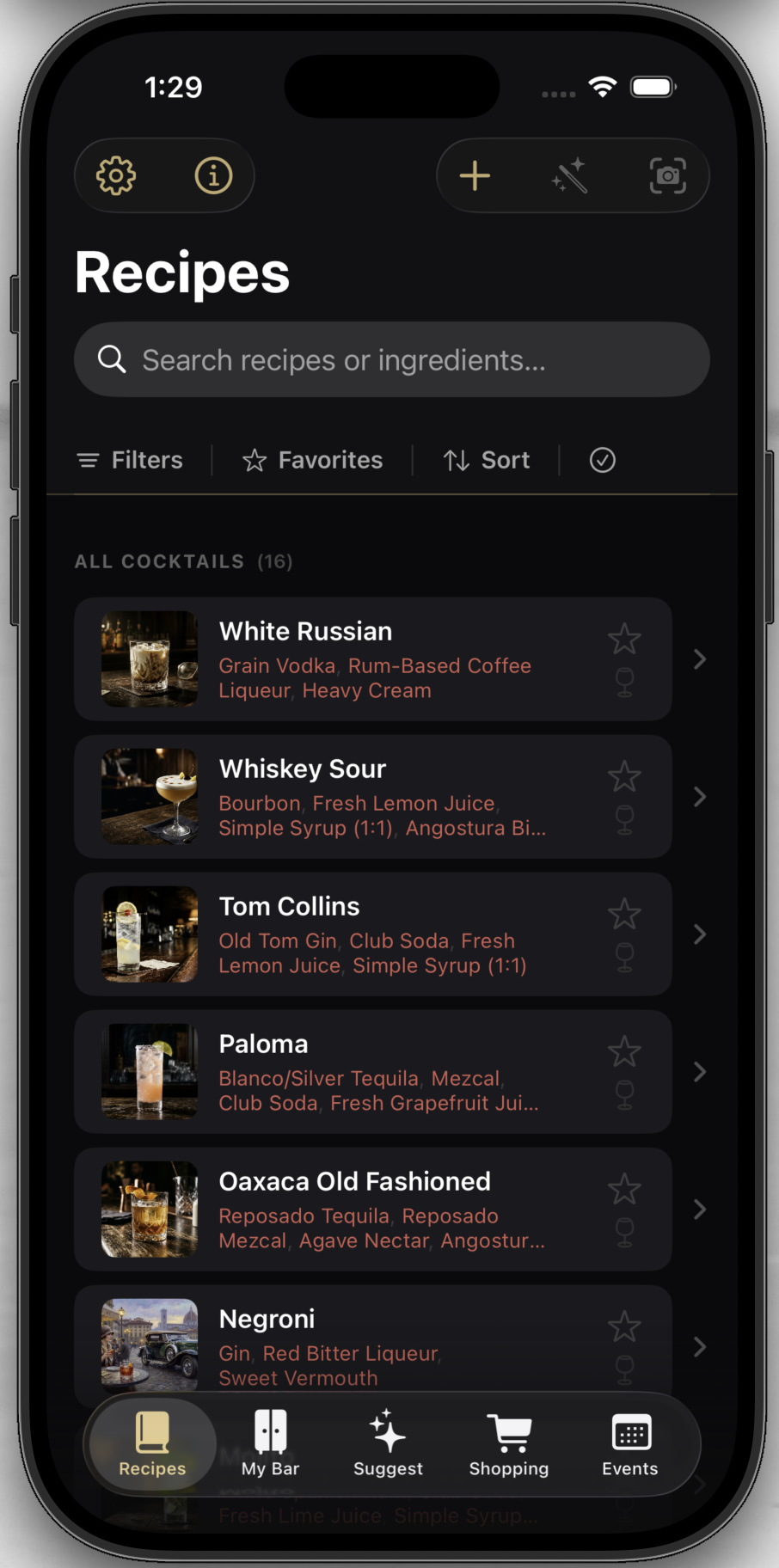 Recipe Builder Screenshot